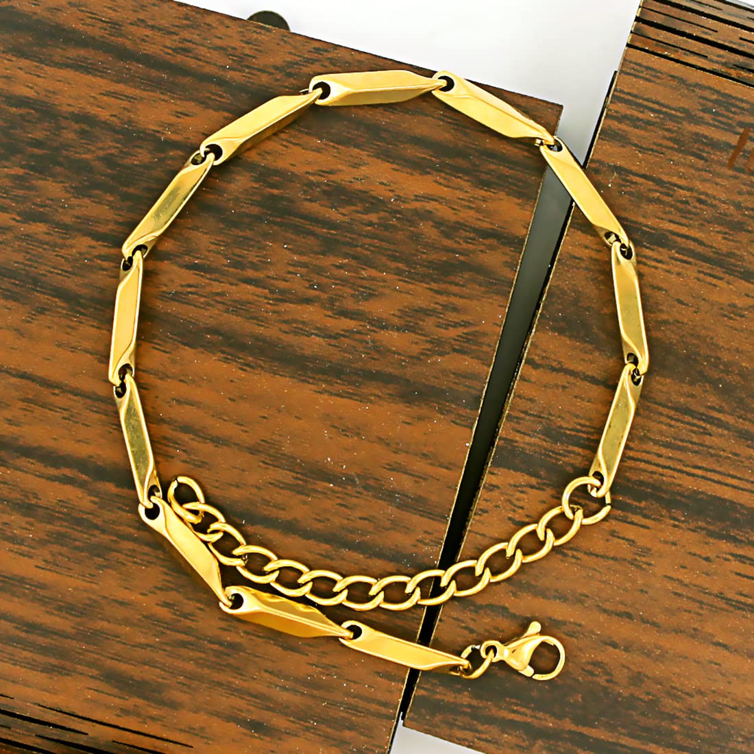 Stainless Steel Chain Bracelet (Black + Gold)